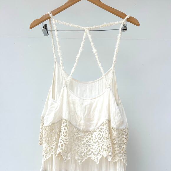 Free People Intimately Star Crochet Midi Dress Cream White Bridal Medium - Picture 8 of 9